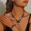 Joias Ecológicas Novas Transfronteiriças Conjunto de Brinco e Colar Flor Completa em Diamante Luxuoso Sensação de Alto Padrão Joias de Noiva para Casamento