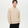Suéter Masculino Woog2005 Twist Twist Gola Lapela Inverno 2025 Novo Suéter Solto Gola Polo