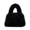 2025 Bolsa de Pelúcia Feminina Estilo Coreano Moda Simples Bolsa Crossbody Corrente de Pérolas Bolsa Crossbody Portátil