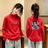 Blusa de base para meninas outono e inverno média e grande crianças meninas bebê roupa íntima gola alta estilosa infantil quente top t