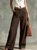 Colección nueva 2026 Amazon transfronteriza europea y americana: pantalones cómodos, de color liso, modernos, holgados, casuales, con cintura elástica, de pierna ancha para mujer