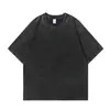 Camiseta de Manga Corta Pesada Transfronteriza de Algodón Puro 250g Lavada y Desgastada con Hombros Caídos Vintage, Corte Holgado, Talla Grande, Camiseta Básica