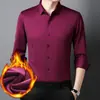 Populares Camisas Cálidas de Invierno para Hombre Negocios Casual Terciopelo Engrosado Caída Completa Sin Costuras Manga Larga para Hombre