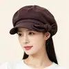 Boina octogonal negra con lazo para mujer, sombrero de pintor nube de verano para cabeza grande, gorra de vendedor de periódicos para adelgazar la cara y proteger del sol