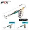 Ftk Kit com Cinco Iscas Spinner para Pesca com Vara e Molinete com Três Anzóis, Isca Artificial, Isca de Imitação, Isca Dura para Robalo, Equipamento de Pesca