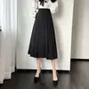 Falda de mujer de longitud media, nuevo estilo otoño 2026, de cintura alta, línea A, dobladillo ancho, falda tipo paraguas para traje OL, falda larga plisada