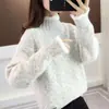 Novo Top de Chenille Estilo Preguiçoso Solto de Manga Longa Outono e Inverno, Adequado para Usar em Camadas ou Sozinho, Suéter de Tricô com Gola Meia-Alta para Mulheres, Grosso