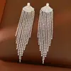 Pendientes de borla en forma de abanico con incrustaciones de diamantes y aguja de plata, sensación de lujo ligero y alta gama, estilo europeo y americano, únicos y de nicho, pendientes exagerados al por mayor