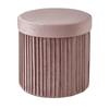 Banqueta Redonda Multifuncional com Armazenamento, Banqueta de Tecido para Sala de Estar, Banqueta de Sofá Preguiçoso, Banqueta de Armazenamento em Veludo Holandês Amassado