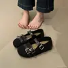 Sapatos Birkenstock de Lã Cinza com Solado Grosso Feminino 2026 Outono/Inverno Novos Sapatos de Salto Único Mary Jane Mocassins Sapatos Peludos