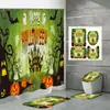 Ventas Directas de Fábrica Amazon Comercio Electrónico Halloween Nuevo Estampado Digital Impermeable Poliéster Cortina de Baño Mampara Cortina de Ducha 2