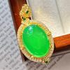 Colgante de ágata calcedonia verde natural vítreo de alta calidad retro estilo chino