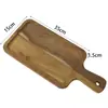 Bandeja de Madera Recomendada por el Fabricante Hecha de Madera de Acacia con Asa, Plato para Pan, Tabla de Cortar Frutas, Bandeja de Madera para Pizza para Uso en Restaurante y Hogar