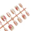 Manicura Uñas Portátiles Gato Ojo de Fresa Gotas de Agua Tridimensionales Parches de Manicura de Verano Uñas Dulces Uñas Portátiles 30 Piezas