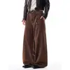 Calça jeans de trabalho estilo americano para homens, vibe de outono, calça plissada versátil de rua, calça reta casual da moda