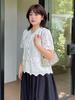 Ropa coreana Inno para mujer de talla grande, estilo coreano, blusa de cuello en V suave y elegante, top nuevo de verano dulce de manga corta 252551