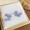 Brincos de borboleta de zircão micro-incrustados de luxo leve temperamento explosivo feminino brincos elegantes exclusivos brincos avançados de nicho