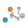 Aretes de Ópalo con Borde de Titanio F136, Clavos para Ombligo, Clavos para Labio, Joyería para Piercings de Aleación de Titanio G23, Clavos para Cartílago de la Oreja, Clavos para Lengua, Clavos Incrustados