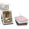 Espejo de maquillaje con luces LED, portátil, plegable, de escritorio, con soporte, adecuado para dormitorios de estudiantes, uso doméstico, viajes y aplicación de belleza