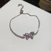 Pulseira Ajustável com Pingente de Franja Redonda de Zircônia Transfronteiriça, Toque de Luxo Leve de Alta Qualidade, Super Brilhante, Versátil Pulseira de Amizade