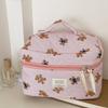 Bolsa de Cosméticos con Rayas Rosas de Oso Transfronteriza Estudiante Portátil Linda Dibujo Animado Neceser Acolchado Bolsa de Almacenamiento Portátil