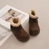 Botas de Invierno Nuevas para Niños 2026 Moda Hebilla de Cinturón Más Terciopelo Cálido Piel Botas de Algodón Lana de Cordero Botas para Niñas