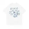 Camiseta de manga corta de seda de leche para hombre y mujer, estilo popular de verano, holgada, casual, versátil, con estampado de gato, adecuada para parejas