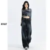 Jeans de Pierna Ancha con Degradado Azul Oscuro para Mujer, Nuevo Estilo de Verano, Tiro Alto, Corte Holgado, Estilo Americano, Caída Relajada, Pierna Recta, Pantalones Largos hasta el Suelo