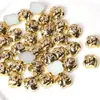 Cuentas sueltas de forma irregular con fondo plano, que conservan el color, galvanizadas, con patrón de piedra cóncavo-convexo semirredondo, con medio agujero, accesorios de interfaz chapados en oro y plata