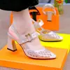 Sandalias de Cuero Suave de Tacón Alto, Punta Cerrada, Tacón Medio, Tacón Grueso, Malla, Zapatos de Mujer Individuales, Nuevo Estilo Exportación Primavera/Verano 2026 para Comercio Transfronterizo