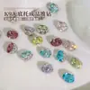 Decoración de Pedrería para Uñas Estilo Huevo de Paloma Pequeño con una Base Deslumbrante sin Fondo, Producto Terminado con Decoraciones de Pedrería Ovaladas Apiladas Blanco Azul Lago