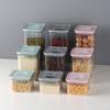 Potes Plásticos Selados Domésticos para Armazenar Grãos, Temperos, Leite em Pó, Lanches, Produtos Secos e Chá, com Tampas