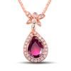 Collar de Plata para Mujer Japonés y Coreano Colgante de Plata Colgante de Gota de Agua Colgante de Rubí Oro Rosa de 18K Joyería de Plata