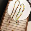 Novo colar de pulseira trançada artesanal de dopamina arco-íris boêmio banhado a cobre 14K ouro verdadeiro elegante corrente de clavícula