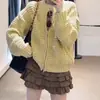 Suéter de moda estilo coreano, único y grueso, cárdigan de punto con cremallera y cuello redondo para mujer, nuevo abrigo top para otoño e invierno 2026