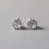 ES1 Aretes de Zirconia con Garras Pequeñas de Plata S925 Estilo Coreano para Mujer, Moda Simple, Populares en Internet, Aretes de Pareja