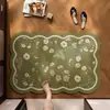 Tapete de Banheiro Floral de Luxo, Absorvente de Água de Terra de Diatomáceas, Tapete de Chão para Vaso Sanitário de Fácil Cuidado, Tapete Antiderrapante de Secagem Rápida
