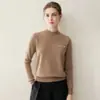 Novedad Otoño/Invierno 2026 Jersey de Punto 100% Cachemira Cuello Semi Alto Redondo Manga Larga Bordado Letras Suave y Esponjoso Jersey de Cachemira