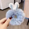 Super fofa corda de cabelo de orelhas de coelho de pelúcia tridimensional corda de cabelo de coração de menina fofa anel de cabelo de intestino grosso estilo rede social elástico de cabelo
