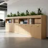 Archivero de Madera para Oficina Hecho a Medida Moderno Minimalista Gabinete de Almacenamiento de Documentos de Trabajo de Pie Montado en Pared con Ranuras para Plantas Verdes