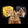 Adorno de Pirámide de Bola de Cristal Natural, Pieza de Decoración para el Hogar de Grava de Cristal Recubierta de Resina, En Caja