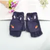 Luvas de Inverno de Pelúcia Fofas e Quentes com Meio Dedo Flip para Crianças, Estilo Coreano Cenoura, Luvas da Moda para Alunos do Ensino Fundamental