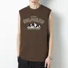 Camiseta sin mangas de algodón puro Chaleco para hombre Ropa exterior de verano Chaleco deportivo para fitness Valla Deportiva Chaleco de algodón estampado de moda Camiseta interior