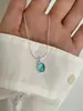 Collar Minimalista Estilo Coreano para Mujer de Plata de Ley S925 con Cabujón de Aguamarina Diseño de Nicho Gargantilla Ovalada de Bambú
