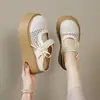 Sapatos Respiráveis Vazados 2026 Verão Novo Plataforma Casual Aumenta Altura Sola Grossa Sandálias Mule Fechadas para Mulheres