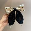 Pinza para el pelo de resorte con cola de perla y lunares blancos y negros, elegante, vintage, para la parte trasera de la cabeza, dulce, elegante, accesorio para el cabello, nuevo