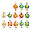 Colgante pequeño de acero inoxidable con goteo de aceite, doble círculo, doble colgante, margarita pequeña, pulsera DIY, collar, joyería de color, colgante pequeño
