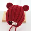 Gorro Infantil Otoño e Invierno Hecho a Mano Lindo Dibujo Animado Orejas de Rana Gorro de Lana Cálido Tejido