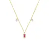 Collar con Colgante Geométrico Cuadrado de Piedra Preciosa Incrustado con Pedrería Hoja Estrella de Cinco Puntas Nuevo Transfronterizo Europeo y Americano Joyería de Nicho para Mujeres