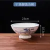 Tigela Grande de Cerâmica com Pés Altos, Tigela de Sopa, Tigela de Macarrão, Tigela de Arroz, Tigela de Kimchi, Tigela de Sopa de Peixe em Conserva, Tigela Grande para Culinária Chinesa com Pés Altos